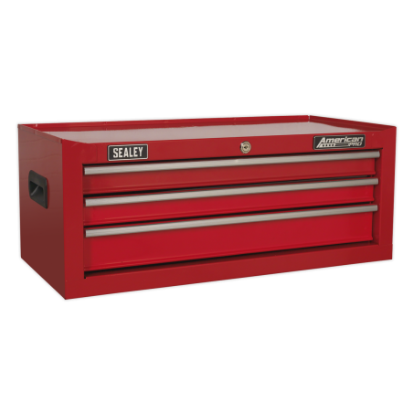 Mid-Box Tool Chest 3 Drawer with Ball-Bearing Slides - Red