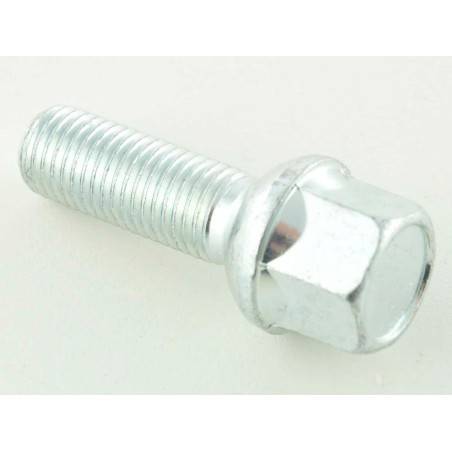 Single wheel bolt, shaft length 21mm, spherical collar, silver M12x1.5