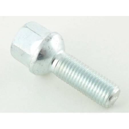 Single wheel bolt, shaft length 21mm, spherical collar, silver M12x1.5