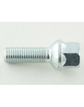 Single wheel bolt, shaft length 21mm, spherical collar, silver M12x1.5