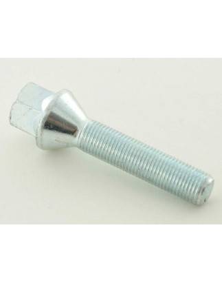 Single wheel bolt, shaft length 35mm, conical collar, silver M12x1.5