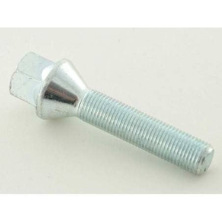 Single wheel bolt, shaft length 35mm, conical collar, silver M12x1.5