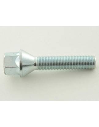 Single wheel bolt, shaft length 35mm, conical collar, silver M12x1.5