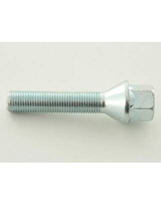 Single wheel bolt, shaft length 35mm, conical collar, silver M12x1.5