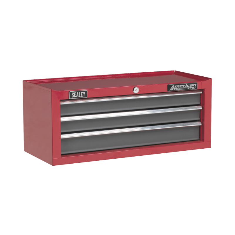 Mid-Box Tool Chest 3 Drawer with Ball-Bearing Slides - Red/Grey