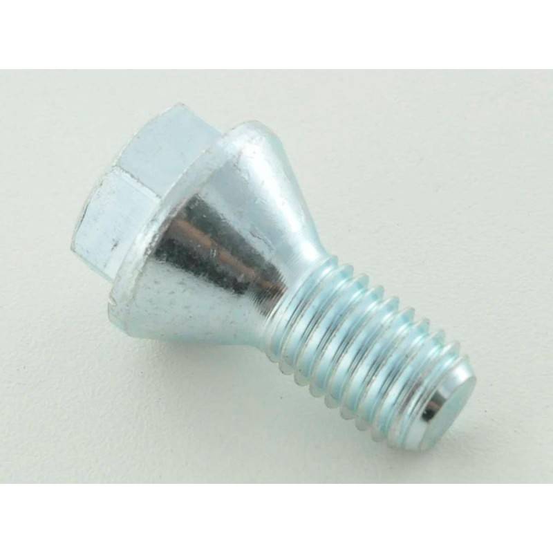 Single wheel bolt, shaft length 22mm, conical collar, silver M12x1.25