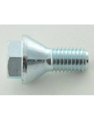 Single wheel bolt, shaft length 22mm, conical collar, silver M12x1.25