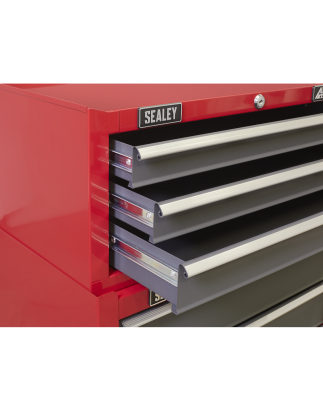 Mid-Box Tool Chest 3 Drawer with Ball-Bearing Slides - Red/Grey