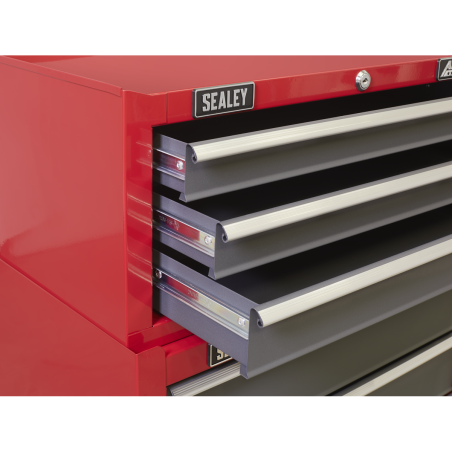 Mid-Box Tool Chest 3 Drawer with Ball-Bearing Slides - Red/Grey