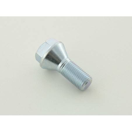 Single wheel bolt, shaft length 21mm, conical collar, silver M12x1.5