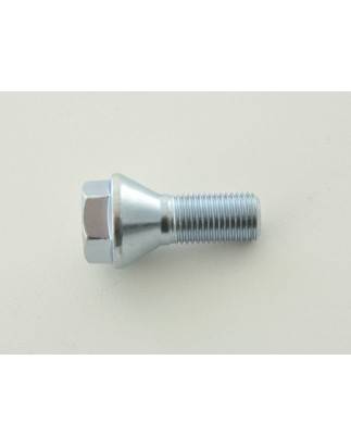 Single wheel bolt, shaft length 21mm, conical collar, silver M12x1.5