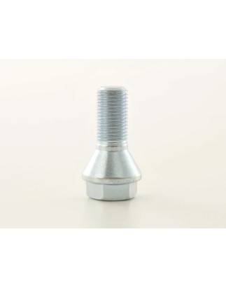 Single wheel bolt, shaft length 21mm, conical collar, silver M12x1.5