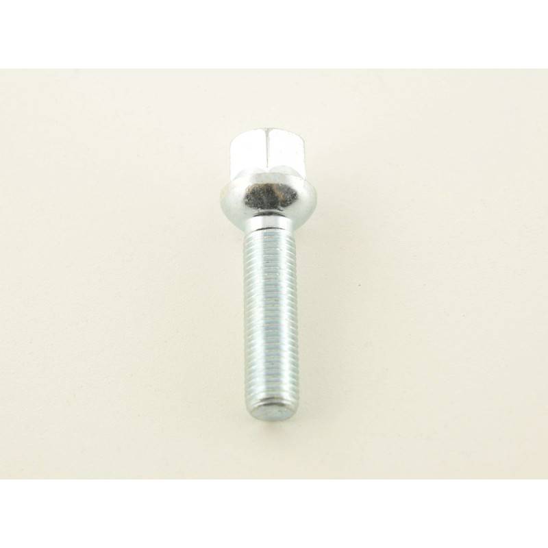 Single wheel bolt, shaft length 45mm, spherical collar, silver M12x1.5