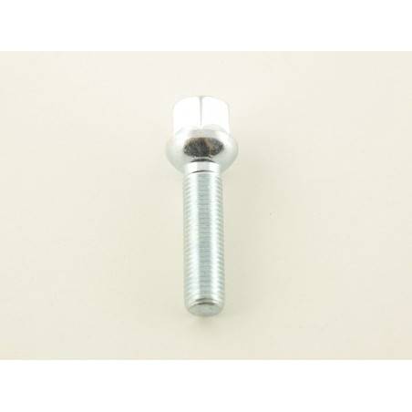 Single wheel bolt, shaft length 45mm, spherical collar, silver M12x1.5