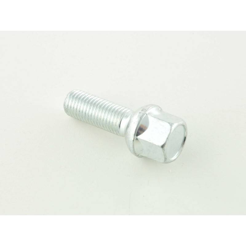 Single wheel bolt, shaft length 32mm, spherical collar, silver M12x1.5