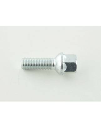 Single wheel bolt, shaft length 32mm, spherical collar, silver M12x1.5