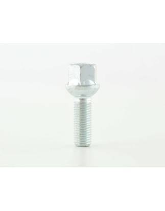 Single wheel bolt, shaft length 32mm, spherical collar, silver M12x1.5