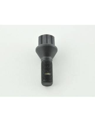 Single wheel bolt, shaft length 28mm, taper collar, black M12x1.5