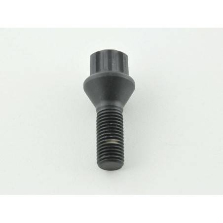 Single wheel bolt, shaft length 28mm, taper collar, black M12x1.5