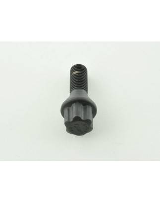 Single wheel bolt, shaft length 28mm, taper collar, black M12x1.5