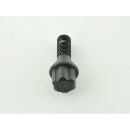 Single wheel bolt, shaft length 28mm, taper collar, black M12x1.5