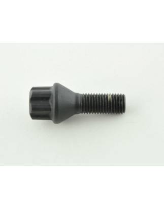 Single wheel bolt, shaft length 28mm, taper collar, black M12x1.5