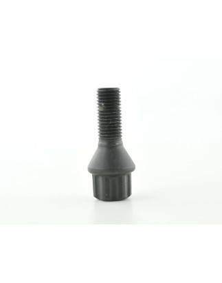 Single wheel bolt, shaft length 28mm, taper collar, black M12x1.5