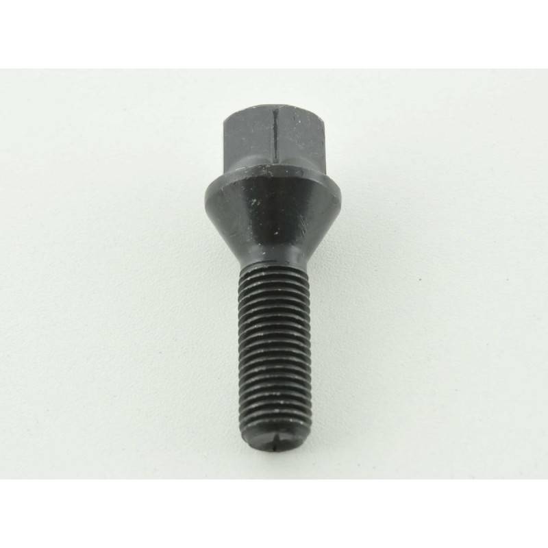 Single wheel bolt, shaft length 45mm, taper collar, black M12x1.5