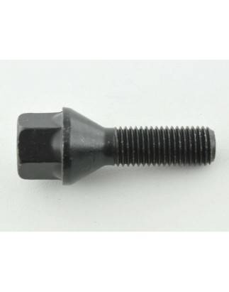 Single wheel bolt, shaft length 45mm, taper collar, black M12x1.5