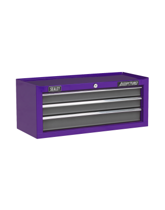 Mid-Box Tool Chest 3 Drawer with Ball-Bearing Slides - Purple/Grey