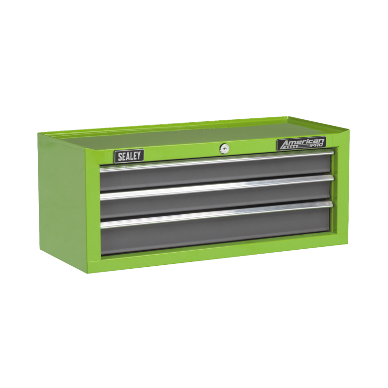 Mid-Box Tool Chest 3 Drawer with Ball-Bearing Slides - Green/Grey