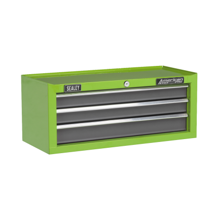 Mid-Box Tool Chest 3 Drawer with Ball-Bearing Slides - Green/Grey