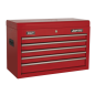 Topchest 5 Drawer with Ball-Bearing Slides - Red