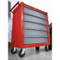 Rollcab 5 Drawer with Ball-Bearing Slides - Red/Grey