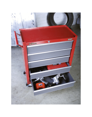 Rollcab 5 Drawer with Ball-Bearing Slides - Red/Grey