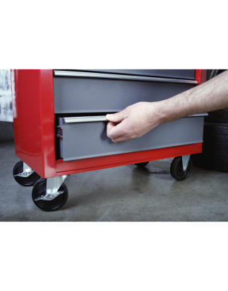 Rollcab 5 Drawer with Ball-Bearing Slides - Red/Grey