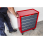 Rollcab 5 Drawer with Ball-Bearing Slides - Red/Grey