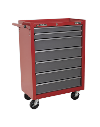 Rollcab 7 Drawer with Ball-Bearing Slides - Red/Grey