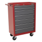 Rollcab 7 Drawer with Ball-Bearing Slides - Red/Grey