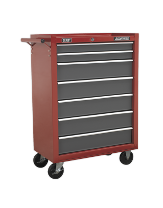 Rollcab 7 Drawer with Ball-Bearing Slides - Red/Grey