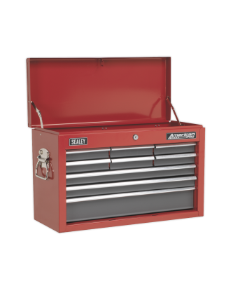 Topchest 9 Drawer with Ball-Bearing Slides - Red/Grey