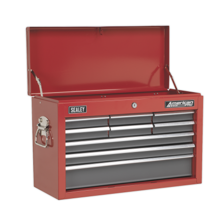 Topchest 9 Drawer with Ball-Bearing Slides - Red/Grey