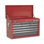 Topchest 9 Drawer with Ball-Bearing Slides - Red/Grey