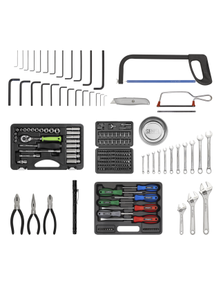 Topchest 9 tiroirs avec glissières à roulement à billes - Rouge/Gris et trousse à outils de 205 pièces