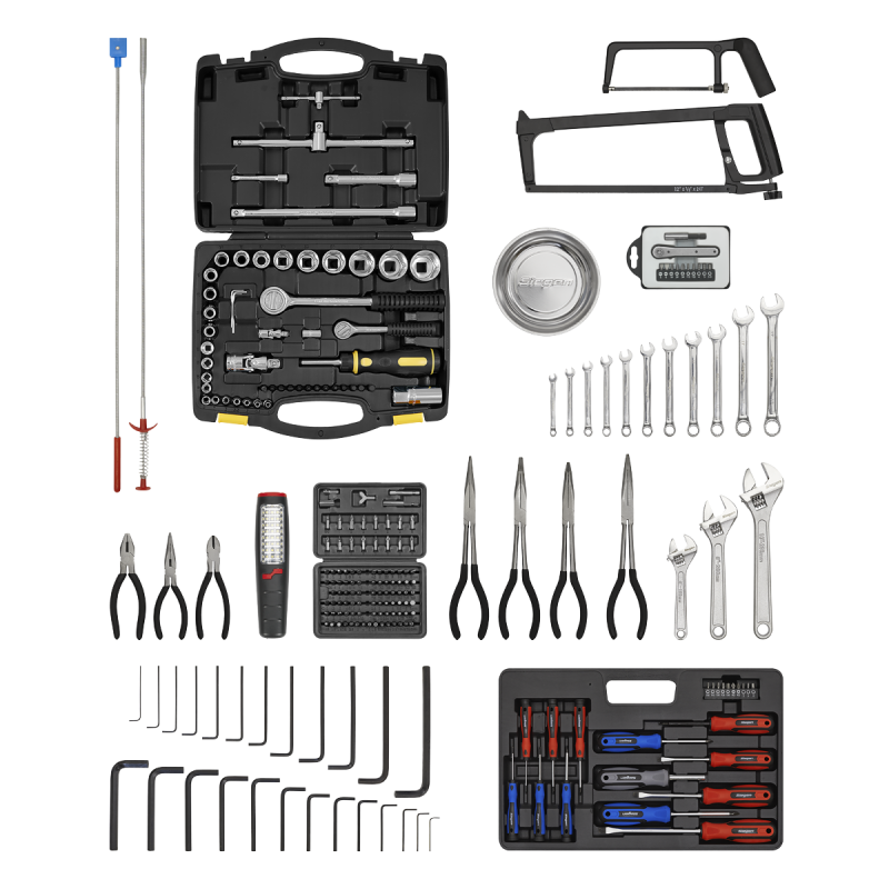 Topchest & Rollcab Combinaison 14 tiroirs avec glissières à roulement à billes – Rouge/gris et kit d'outils 281 pièces