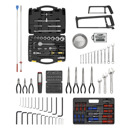 Topchest & Rollcab Combinaison 14 tiroirs avec glissières à roulement à billes – Rouge/gris et kit d'outils 281 pièces