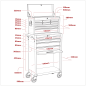 Combinaison Topchest & Rollcab à 13 tiroirs avec glissières à roulement à billes - Rouge/Gris