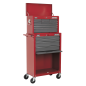 Topchest & Rollcab Combination 13 Drawer with Ball-Bearing Slides - Red/Grey