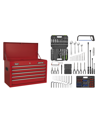 Topchest 5 Drawer with Ball-Bearing Slides - Red & 272pc Tool Kit