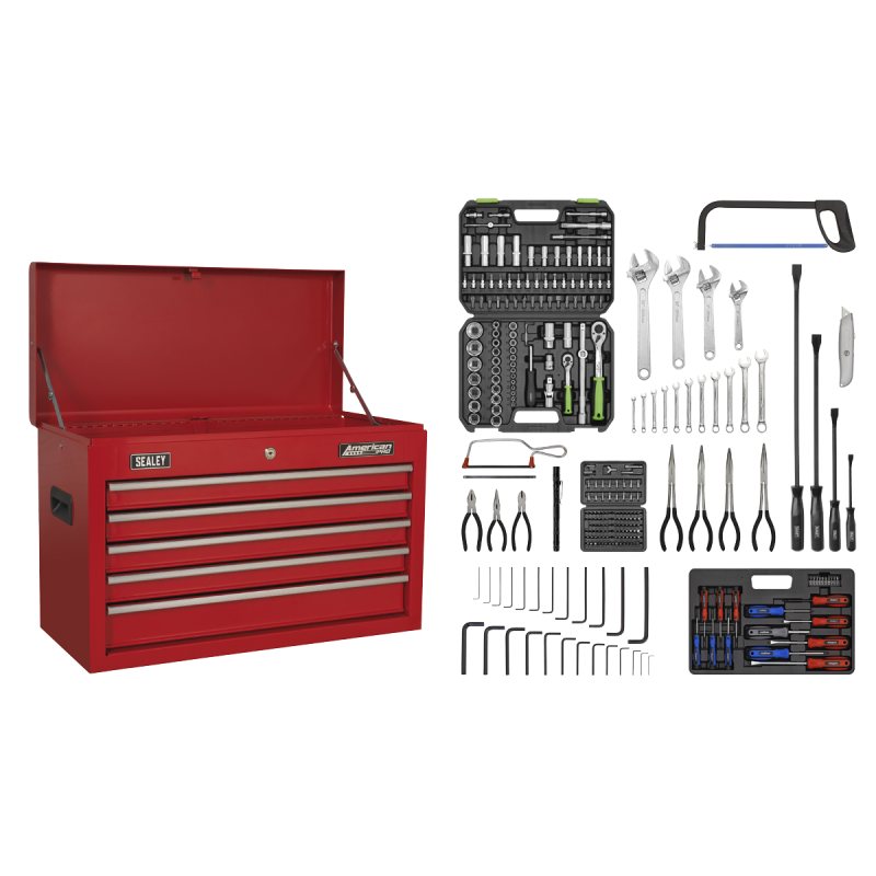 Topchest 5 Drawer with Ball-Bearing Slides - Red & 272pc Tool Kit